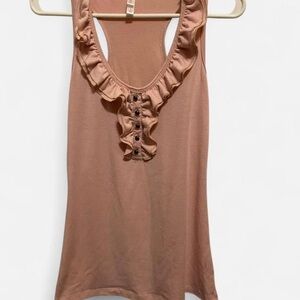 Xhilaration Ruffled Brown Tank Top